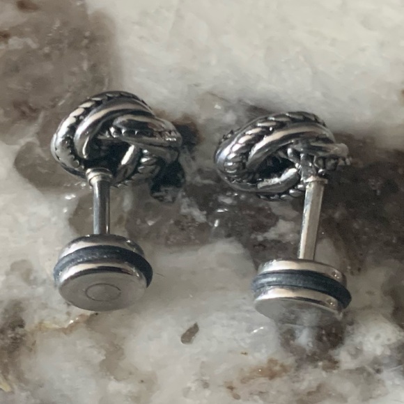 Vintage Stainless Steel Love Knot Screw-Back Earrings - Picture 5 of 7